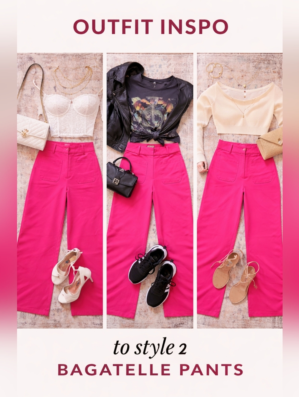 Bagatelle Hot Pink Palazzo Trousers High Rise Wide Leg-palazzo Fit Size Small - Picture 10 of 10